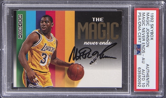 1992 Skybox "The Magic Never Ends" Magic Johnson Signed Card - PSA Authentic, PSA/DNA 10